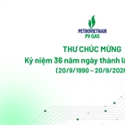 Thư chúc mừng Kỷ niệm 36 năm ngày thành lập Tổng công ty Khí Việt Nam