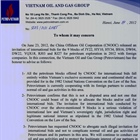 Announcement of Petrovietnam to the international petroleum contractors